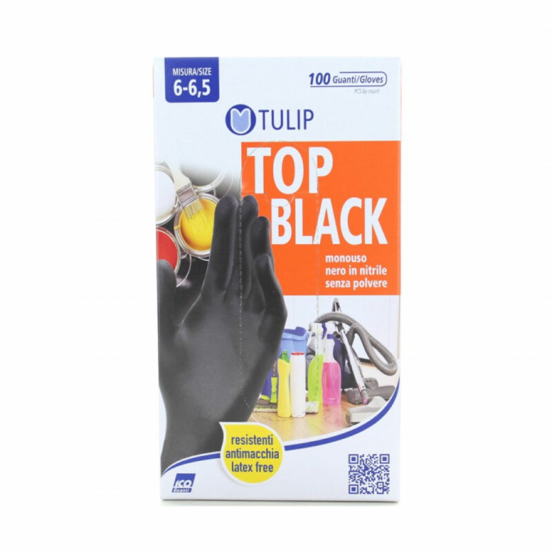 TULIP GUANTI MONOUSO NERO IN NITRILE SENZA POLVERE