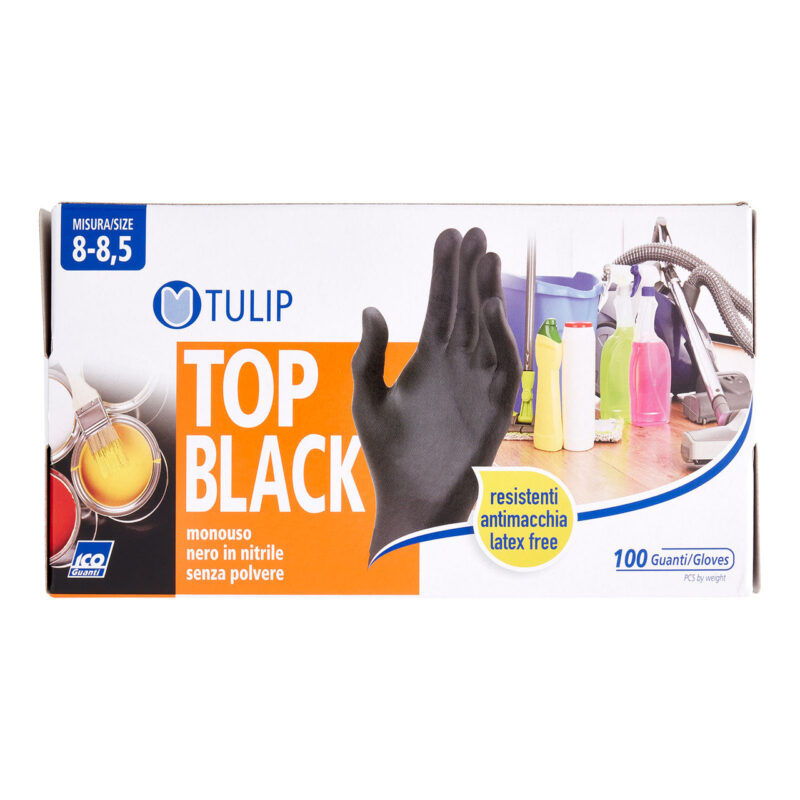 TULIP GUANTI MONOUSO NERO IN NITRILE SENZA POLVERE